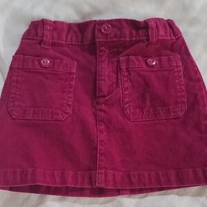 Burgundy Corduroy Skirt with Pockets